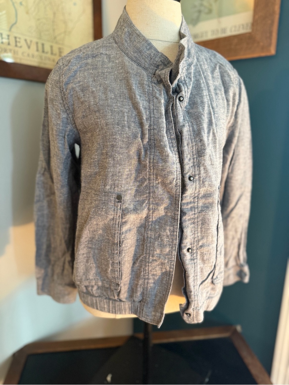 Prana Heathered Charcoal Gray Lightweight Shirt Jacket - Picture 1 of 9